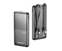 AWEI PowerBank P76K 10000mAh 22.5W juodos spalvos Digital Ekranas