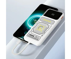 AWEI PowerBank su integruotu kabeliu Lightning/USB-C P77K 10000mAh juodos spalvos 22.5W
