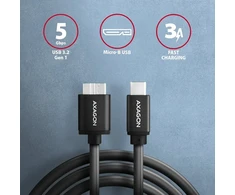 Axagon BUMM3-CM10AB duomenų perdavimo ir įkrovimo laidas | USB-A į Micro B | 1 m