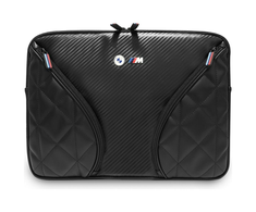BMW Carbon Pockets &amp; Metal Logo Sleeve 14" Nešiojamas kompiuteris Bag - Juodas