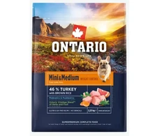 Ontario Mini &amp; Medium Weight Control kalakutiena &amp; Brown ryžiai 2,25kg