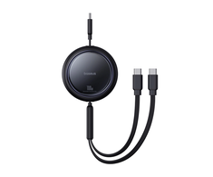 BASEUS retractable kabelis 2in1 Type C į 2 x Type C 100W 1 m juodos spalvos