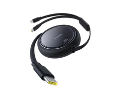 BASEUS retractable kabelis 2in1 Type C į 2 x Type C 100W 1 m juodos spalvos