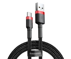 Kabelis Baseus USB2.0 A kištukas - USB C kištukas 1 m, QC3.0 su nailoniniu šarvu , raudonas/juodas