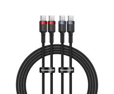 Kabelis Baseus Cafule USB-C į USB-C 100W, 1m, 2 vnt (raudona juoda, pilka juoda)