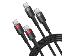 Kabelis Baseus Cafule USB-C į USB-C 100W, 1m, 2 vnt (raudona juoda, pilka juoda)