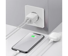 „Baseus“ kompaktiškas greitas įkroviklis, 2x USB, 10,5 W (baltas)