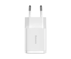 „Baseus“ kompaktiškas greitas įkroviklis, 2x USB, 10,5 W (baltas)