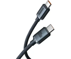 Baseus Crystal Shine serijos duomenų perdavimo ir įkrovimo kabelis | USB-C į USB-C | 100 W | 2 m | juodas
