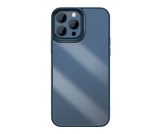 Baseus Crystal Phone Case kietas dėklas, skirtas iPhone 13 Pro su TPU rėmeliu mėlynu (ARJT000703)