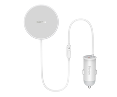Baseus CW01 magnetinis automobilinio telefono laikiklis prie ventiliacijos tinklelio su automobiliniu įkrovikliu USB-C, 15W + 25W (baltas)