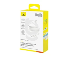 Baseus Dynamic 4 Pro 100W USB-C - USB-C magnetinis kabelis 1 m - baltas