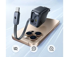 Baseus „EnerCore CJ11 45W su USB-C prievadu ir ištraukiamu USB-C laidu“ – juoda