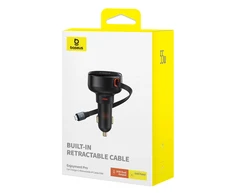 Automobilinis įkroviklis Baseus Enjoyment Pro su žaibo laidu + USB-C , 55 W (juodas)