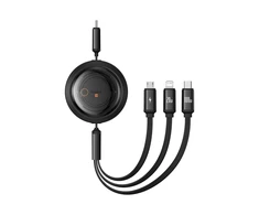 Greito įkrovimo laidas 3in1 Baseus Free2Draw USB-C prie USB-C/Lightning/Micro 100W, 1.1m (juodas)