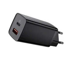 Baseus GaN2 Lite greitas kelioninis įkroviklis USB + C 65W EU - Juodas