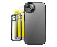 Baseus Glitter skaidrus dėklas ir grūdintas stiklas, skirtas iPhone 14 Plus (juodas)