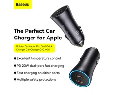 Baseus Golden Contactor Pro automobilinis įkroviklis 2x USB-C 40W - Tamsiai pilka
