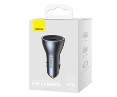 Baseus Automobilinis įkroviklis 12-24V 65W USB + 2xUSB-C QC4+ PD3.0, pilkas