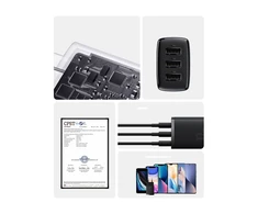 Baseus Sieninis įkroviklis 17W 3xUSB 3.4A, juodas