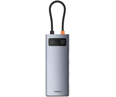 Baseus Metal Gleam 7-in-1 šakotuvas USB-C į HDMI | 3x USB 3.0 | USB-C | SD | Micro SD | 100 W | pilkas