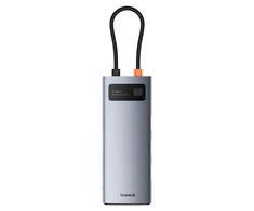 „Baseus Metal Gleam 7in1 HDMI 4K 60Hz USB-C“ šakotuvas / 3x USB 3.0 / USB-C PD / SD / Micro SD - pilkos spalvos