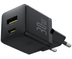 Baseus Delninė kelioninė įkroviklis | 30W | PD, QC | USB-C, USB-A | juodas