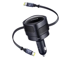 "Baseus PD" automobilinis įkroviklis 2x USB-C prievadas 60W, juodas