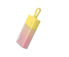 Baseus Popsicle 5200mAh 20W Powerbank with Built-in Lightning kabelis (+ Baltas Baseus Simple USB-C - USB-C 60W/20V/3A/30cm kabelis) - geltona-rožinė