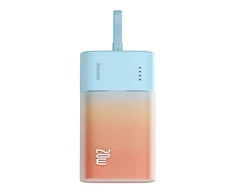 Baseus Popsicle 5200mAh 20W Powerbank with Built-in Lightning kabelis (+ Baltas Baseus Simple USB-C - USB-C 60W/20V/3A/30cm kabelis) - mėlyna-oranžinė