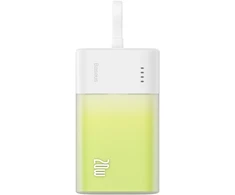 Baseus Popsicle 5200mAh 20W Powerbank su įmontuotu Lightning kabeliu (+ Baltas Baseus Simple USB-C - USB-C 60W/20V/3A/30cm kabelis) - balta-žalia