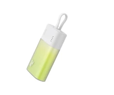 Baseus Popsicle 5200mAh 20W Powerbank su įmontuotu Lightning kabeliu (+ Baltas Baseus Simple USB-C - USB-C 60W/20V/3A/30cm kabelis) - balta-žalia