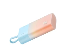 Baseus Popsicle 5200mAh 20W Powerbank with Built-in Lightning kabelis (+ Baltas Baseus Simple USB-C - USB-C 60W/20V/3A/30cm kabelis) - mėlyna-oranžinė