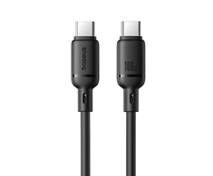 Baseus Silky serijos 100W USB-C - USB-C 1m kabelis - Juodas