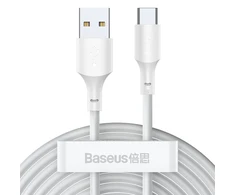 USB kabelių rinkinys Baseus Simple Wisdom Data Cable Kit USB to Type-C 5A (2PCS/Set) 1.5m baltas TZCATZJ-02