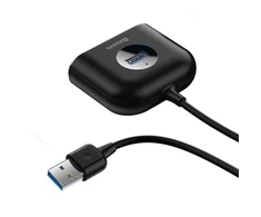 USB įkrovimo adapteris Baseus Square round 4in1 (USB3.0 TO USB3.0*1+USB2.0*3) 1m juodas CAHUB-AY01