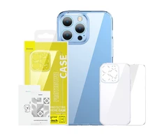 Baseus SuperCeramic permatomo stiklo dėklas ir grūdinto stiklo rinkinys, skirtas iPhone 14 Plus