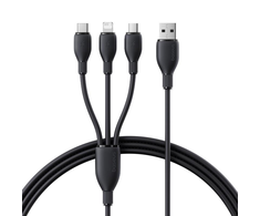 „Baseus“ itin greitas „vienas už tris“ greito įkrovimo kabelis USB-A iki M+L+C 3,5A 0,8 m Cosmic juodos spalvos