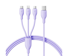 „Baseus“ itin greitas „vienas už tris“ greito įkrovimo kabelis USB-A iki M+L+C 3,5A 1,3 m ūkas Violetinė