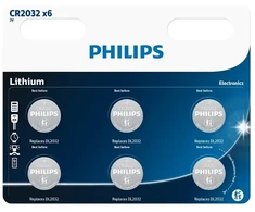 Baterija PHILIPS CR2032 Lithium 6 vnt Lizdinė plokštelė