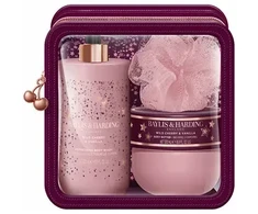 Baylis &amp; Harding Body Care Duo kosmetikos rinkinys (laukinių vyšnių ir vanilės) – kūno priežiūros dovanų rinkinys su rankinuku (3 vnt.)