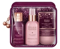 Baylis &amp; Harding Prabangus vonios ir kūno priežiūros rinkinys ( Laukinė vyšnia ir vanilė ) - Dovanų kūno priežiūros rinkinys maišelyje ( 4 vnt. )
