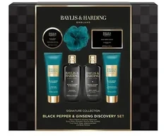 Baylis &amp; Harding Men dovanų rinkinys (juodieji pipirai ir ginsengas) – kūno priežiūros dovanų rinkinys (7 vnt.)