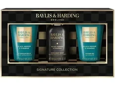 Baylis &amp; Harding Men Shower mini rinkinys (juodieji pipirai ir ženšenis) – dovanojimo mini kūno priežiūros rinkinys (3 vnt.)