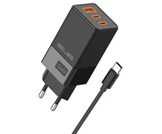 Beline Laidinis įkroviklis 2x USB-C + 1x USB 65W + kabelis USB-C juodos spalvos PD 3.0 + QC 3.0 BLN3CB65C GaN