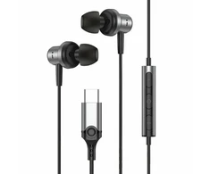 Beline ausinės į ausis įkišamos USB-C SK193 juodos spalvos