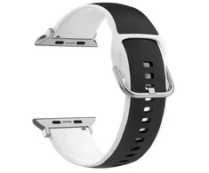 Beline apyrankė Apple Watch Silico Leather 42/44/45/49mm juodos ir baltos spalvos box