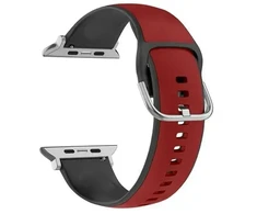 Beline apyrankė Apple Watch Silico Leather 42/44/45/49mm raudonos ir juodos spalvos box