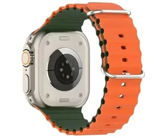 Beline apyrankė Apple Watch silikoninė Waves 42/44/45/49mm žalios ir oranžinės spalvos box