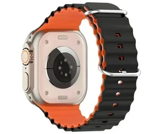 Beline apyrankė Apple Watch silikoninė Waves 42/44/45/49mm juodos ir oranžinės spalvos box